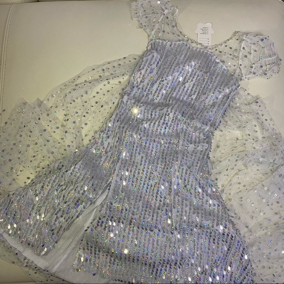 Frozen Elsa Sparkly Costume Dress long cape - Picture 5 of 12